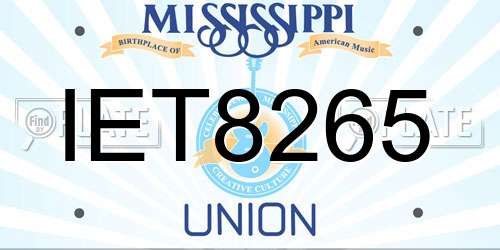 IET8265 Mississippi License Plate
