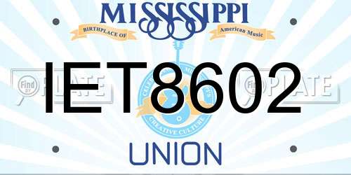 IET8602 Mississippi License Plate