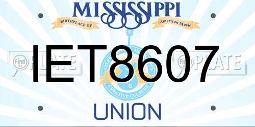 IET8607 Mississippi License Plate