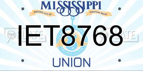 IET8768 Mississippi License Plate