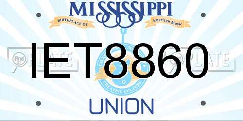 IET8860 Mississippi License Plate