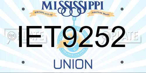 IET9252 Mississippi License Plate