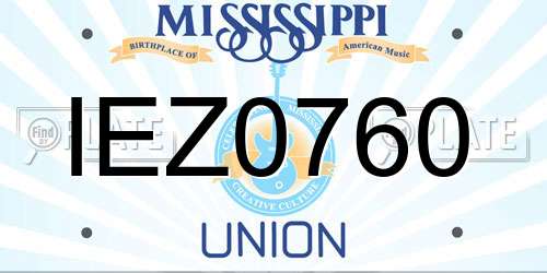 IEZ0760 Mississippi License Plate
