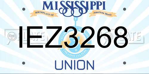 IEZ3268 Mississippi License Plate