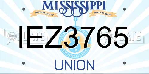 IEZ3765 Mississippi License Plate
