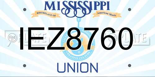 IEZ8760 Mississippi License Plate