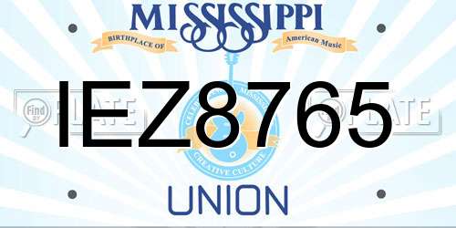 IEZ8765 Mississippi License Plate