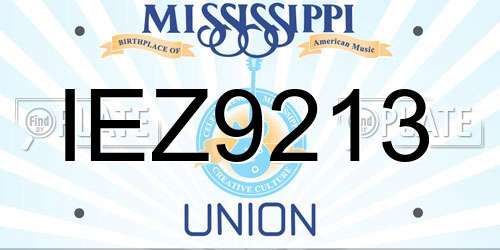 IEZ9213 Mississippi License Plate