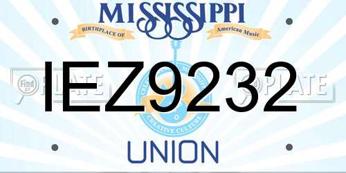IEZ9232 Mississippi License Plate