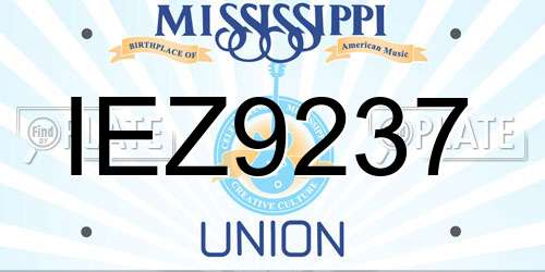 IEZ9237 Mississippi License Plate
