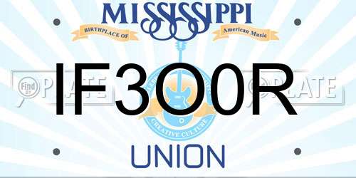 IF3O0R Mississippi License Plate