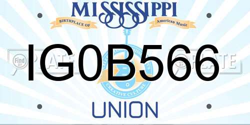 IG0B566 Mississippi License Plate