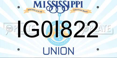 IG0I822 Mississippi License Plate