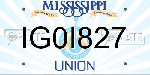 IG0I827 Mississippi License Plate