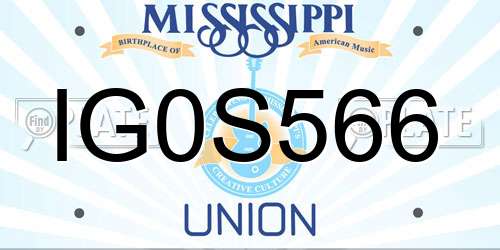 IG0S566 Mississippi License Plate