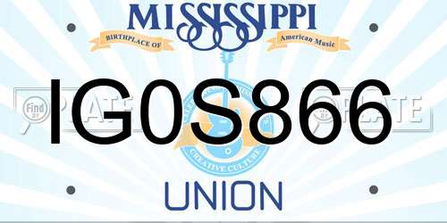 IG0S866 Mississippi License Plate
