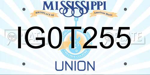 IG0T255 Mississippi License Plate