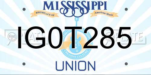 IG0T285 Mississippi License Plate