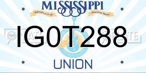 IG0T288 Mississippi License Plate