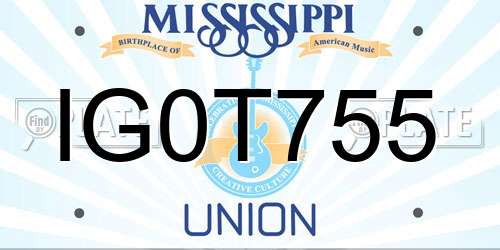 IG0T755 Mississippi License Plate