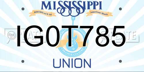 IG0T785 Mississippi License Plate