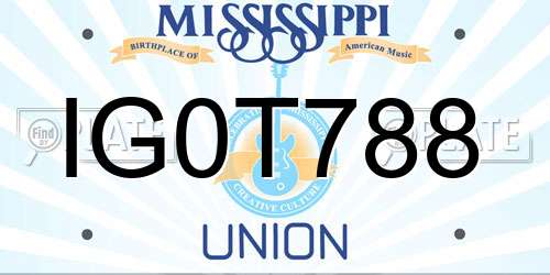 IG0T788 Mississippi License Plate