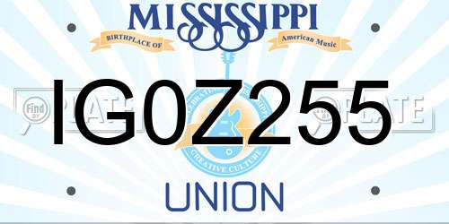 IG0Z255 Mississippi License Plate