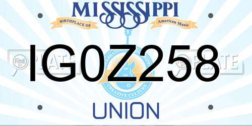 IG0Z258 Mississippi License Plate