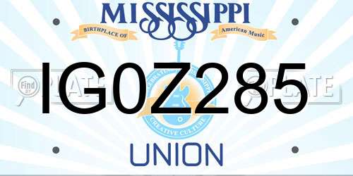 IG0Z285 Mississippi License Plate