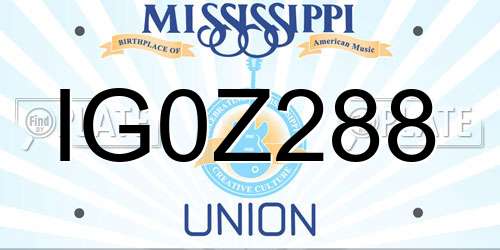 IG0Z288 Mississippi License Plate
