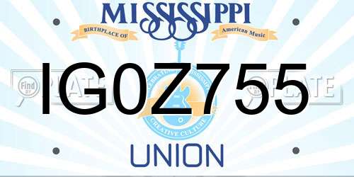 IG0Z755 Mississippi License Plate