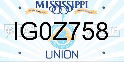 IG0Z758 Mississippi License Plate