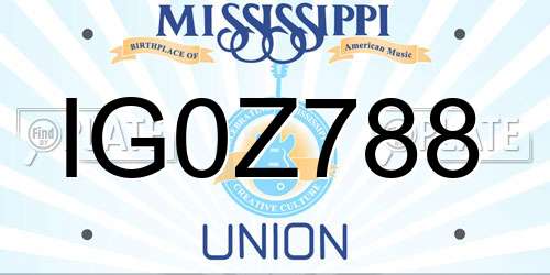 IG0Z788 Mississippi License Plate