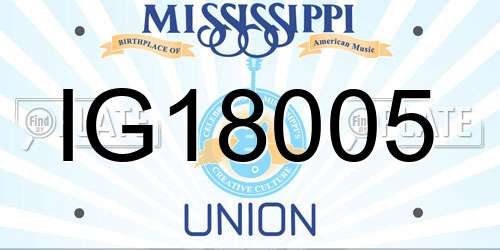IG18005 Mississippi License Plate