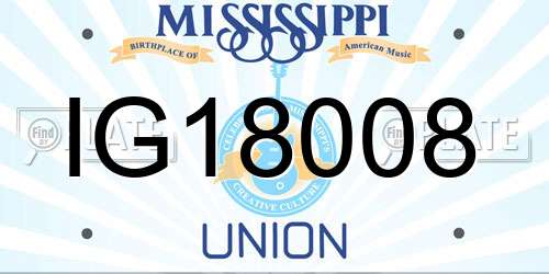 IG18008 Mississippi License Plate
