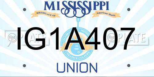 IG1A407 Mississippi License Plate