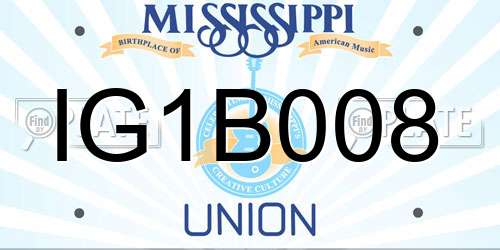 IG1B008 Mississippi License Plate