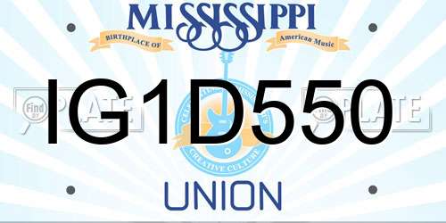 IG1D550 Mississippi License Plate