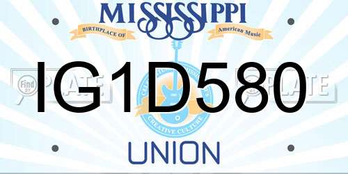 IG1D580 Mississippi License Plate