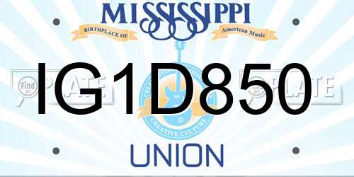 IG1D850 Mississippi License Plate