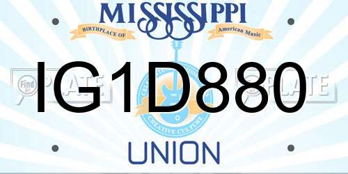 IG1D880 Mississippi License Plate