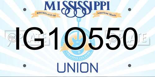 IG1O550 Mississippi License Plate