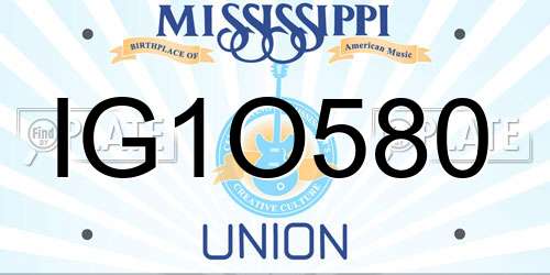 IG1O580 Mississippi License Plate