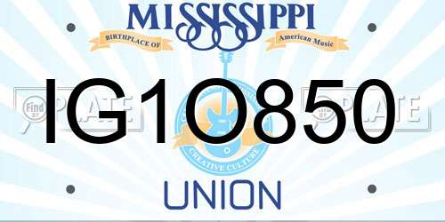 IG1O850 Mississippi License Plate