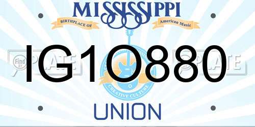 IG1O880 Mississippi License Plate
