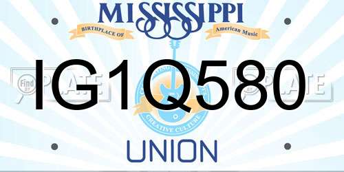 IG1Q580 Mississippi License Plate