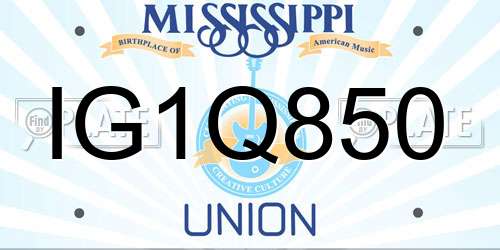 IG1Q850 Mississippi License Plate