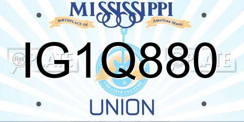 IG1Q880 Mississippi License Plate