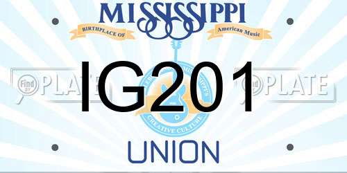 IG201 Mississippi License Plate