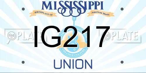 IG217 Mississippi License Plate
